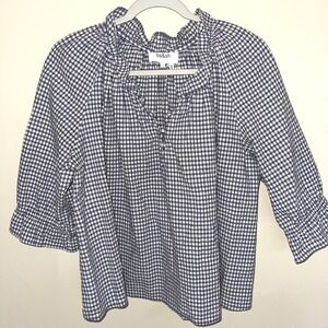 BA&SH Lady Top in Gray/Ivory Gingham Check Pattern Size US S(4) Cotton Blend NEW